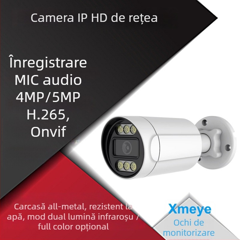 IP cameră cu detecție umană, 5MP zi/noapte, 12V DC, interior/exterior