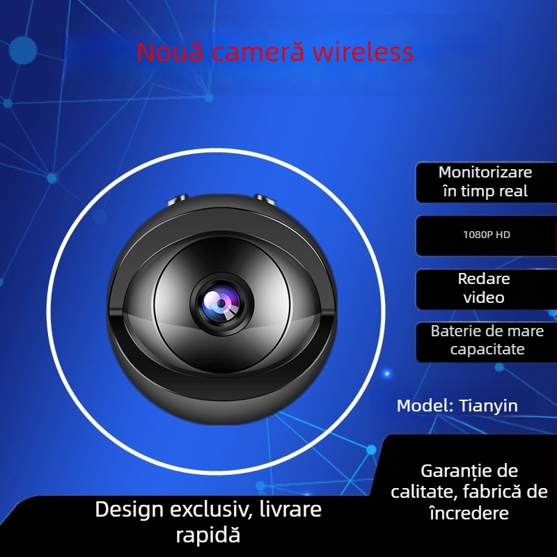 Cameră de supraveghere wireless WiFi pentru smartphone, interior/exterior, 1440p, obiectiv 2.8 mm, monitorizare la distanță, vizualizare pe timp de noapte IR până la 5 m