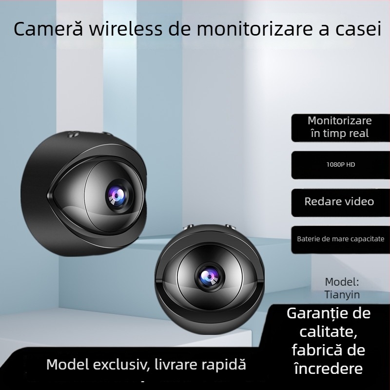 Cameră de supraveghere wireless WiFi pentru smartphone, interior/exterior, 1440p, obiectiv 2.8 mm, monitorizare la distanță, vizualizare pe timp de noapte IR până la 5 m