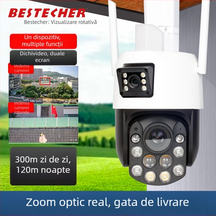 Cameră sferică de supraveghere cu zoom optic 99x, 4G, urmărire umană, acces de la distanță prin aplicație mobilă, interior și exterior (99x zoom optic; 4G; urmărire umană; acces prin aplicație; interior/exterior)