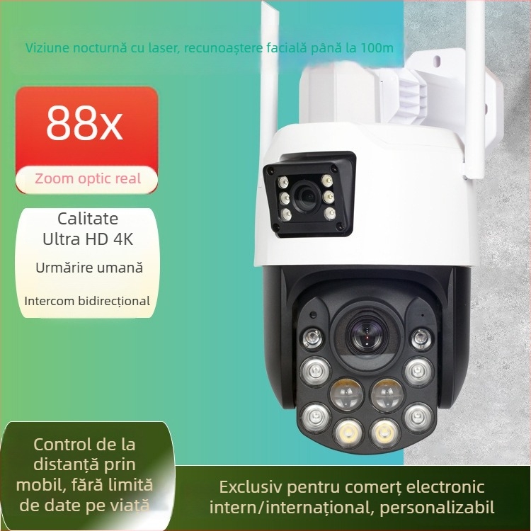 Cameră sferică de supraveghere cu zoom optic 99x, 4G, urmărire umană, acces de la distanță prin aplicație mobilă, interior și exterior (99x zoom optic; 4G; urmărire umană; acces prin aplicație; interior/exterior)