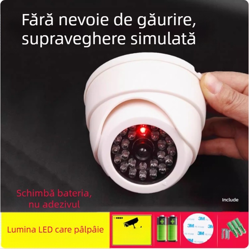 Cameră de supraveghere simulată pentru interior, montaj fără găuri, 3MP/2K rezoluție, lentilă 6mm, IR 60m, 3.3V, temperatură 10–25°C
