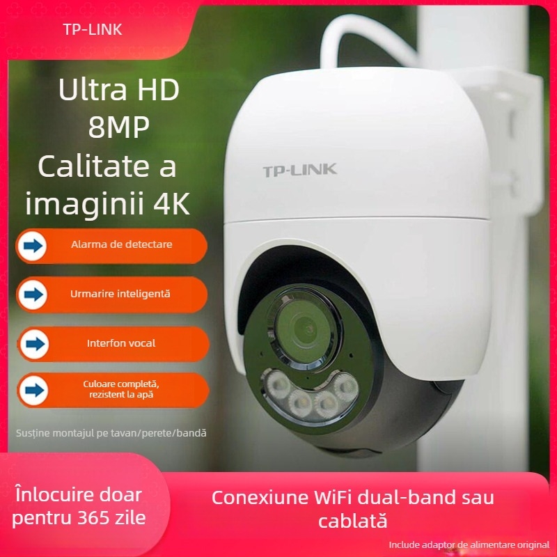 Tp-Link Cameră IP PTZ 8MP, Dual-Band Wireless, Exterior IPC682F-A