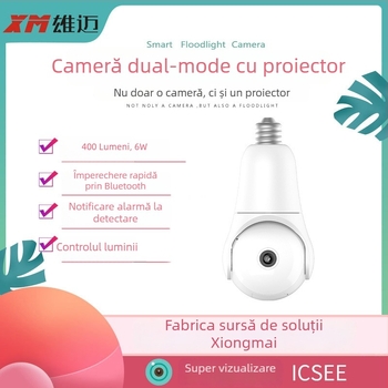 Cameră WiFi fără fir cu iluminare tip floodlight, 4MP, iluminare duală, vizualizare panoramică, asociere Bluetooth rapidă pentru supraveghere multifuncțională