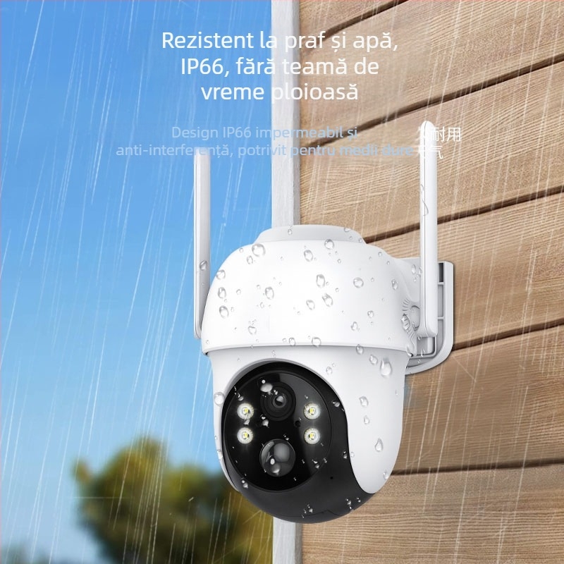 Cameră solară pentru monitorizarea casei, cu panoramă de 360°, în exterior, wireless, vedere de noapte HD, acces de la distanță prin telefon