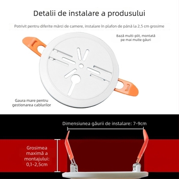 Suport de montaj pentru gaura de plafon a downlight-ului, pentru cameră Xiaomi, ABS, rotire 360°, montaj pe perete