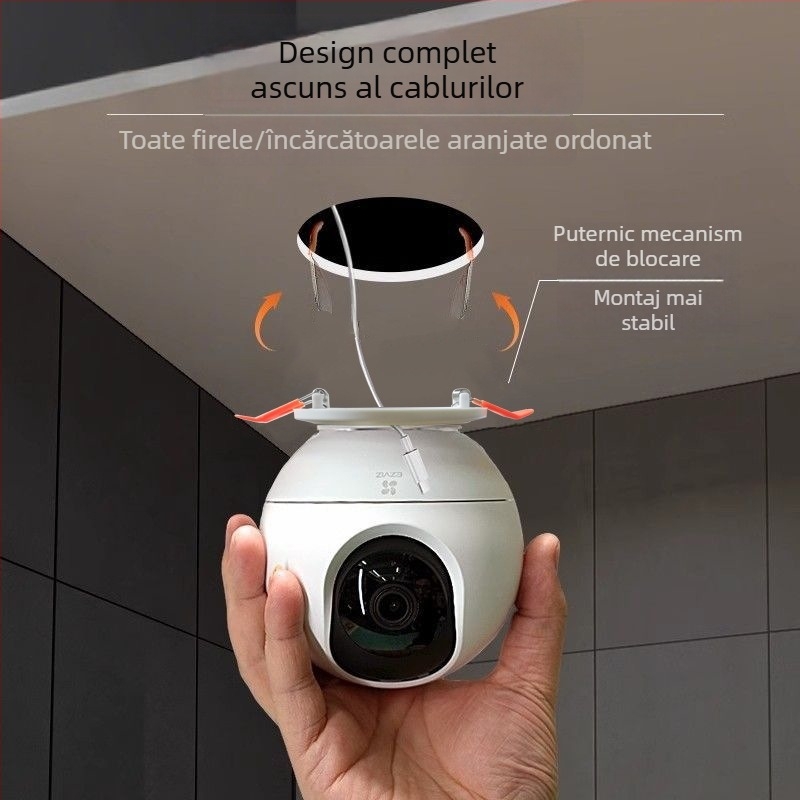 Suport de montaj pentru gaura de plafon a downlight-ului, pentru cameră Xiaomi, ABS, rotire 360°, montaj pe perete