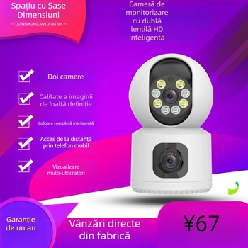 Cameră PTZ tip domă 360° cu WiFi, Viziune HD IR noapte, Intercom — Iluminare minimă 0.01 lux | SNR > 48 dB | Temperatură de funcționare -10..50°C | Compensare iluminare de fundal: Da | Alimentare 5V