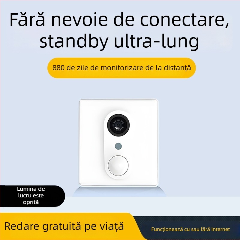 Cameră de interior 4G fără cablu, claritate 4K, obiectiv 2,8 mm, rază 0-10 m, vedere pe timp de noapte, aplicație Android