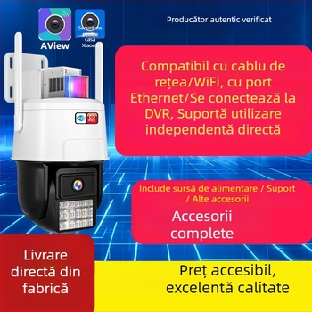 Aview monitor de cameră wireless cu vizionare de la distanță prin telefonul mobil, vedere de înaltă definiție noaptea, urmărire și alarmă