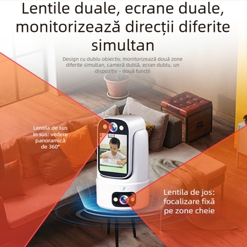 Cameră inteligentă de interior cu claritate 1080p, lentilă de 4 mm, viziune pe timp de noapte, stocare în cloud, control de la distanță prin aplicație