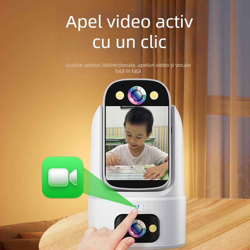 Cameră inteligentă de interior cu claritate 1080p, lentilă de 4 mm, viziune pe timp de noapte, stocare în cloud, control de la distanță prin aplicație