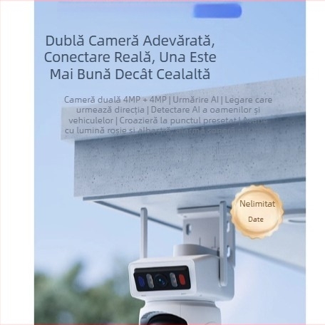 Cameră de supraveghere Wi‑Fi pentru exterior, vizionare nocturnă în condiții de iluminare ultra-scăzută (0.00001 lux), utilizare în interior/exterior, alimentare 12V, funcție de alarmă, compensare a iluminării de fundal