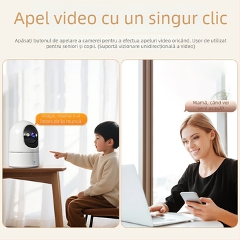Far Away Home Cameră PTZ pentru interior cu vizualizare panoramică 360°, intercom vocal, 5V DC, carcasă ABS, montaj pe tavan