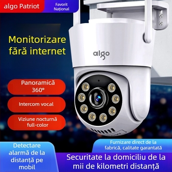 Cameră de supraveghere wireless pentru exterior cu monitorizare de la distanță, unghi de vizualizare 360°, vizualizare în noapte HD; iluminare minimă 0.02 lux, SNR >20 dB, interval de funcționare -20°C până la 55°C, alimentare 12V, funcție de alarmă.