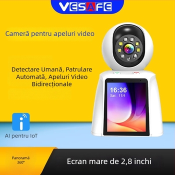Cameră de monitorizare wireless Wi-Fi cu apel video printr-un singur clic, interfon vizual bidirecțional, captură humanoidă și patrulare automată