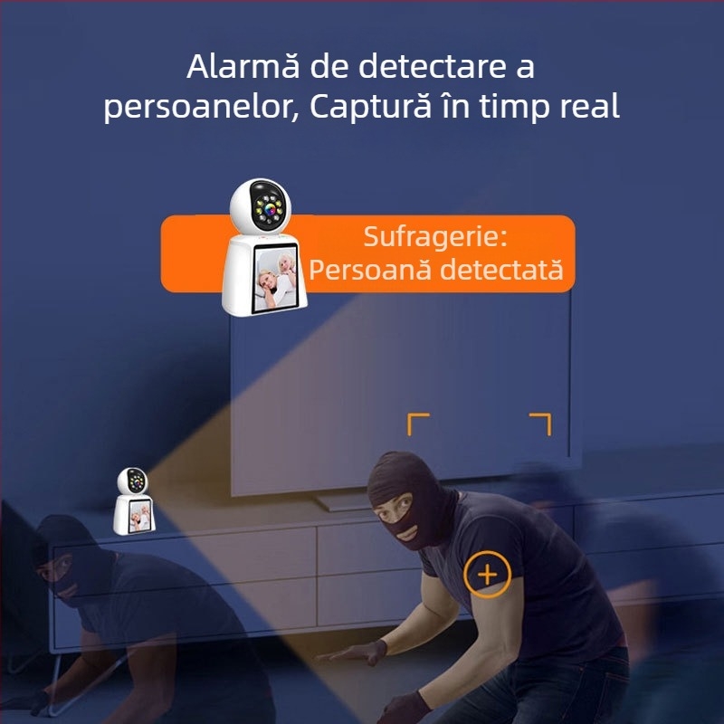 Cameră de monitorizare wireless Wi-Fi cu apel video printr-un singur clic, interfon vizual bidirecțional, captură humanoidă și patrulare automată