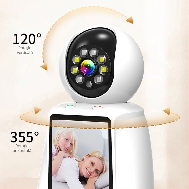 Cameră de monitorizare wireless Wi-Fi cu apel video printr-un singur clic, interfon vizual bidirecțional, captură humanoidă și patrulare automată