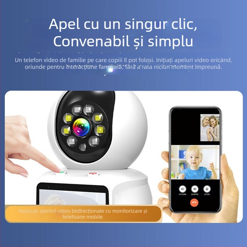 Cameră de monitorizare wireless Wi-Fi cu apel video printr-un singur clic, interfon vizual bidirecțional, captură humanoidă și patrulare automată