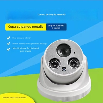 Camera de supraveghere 5MP, interioră, POE, lentilă hemisferică unghi larg de 2.8mm, viziune nocturnă HD