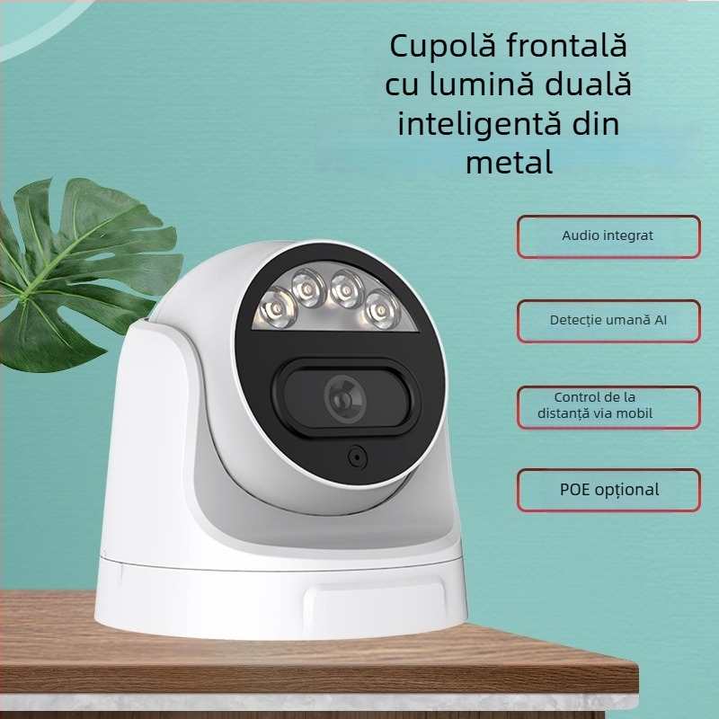 Camera de supraveghere 5MP, interioră, POE, lentilă hemisferică unghi larg de 2.8mm, viziune nocturnă HD