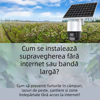 Cameră de supraveghere solară 4G, cu obiectiv monocular, carcasă tip dom impermeabilă, Star Light Full-Color HD