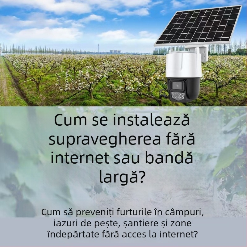 Cameră de supraveghere solară 4G, cu obiectiv monocular, carcasă tip dom impermeabilă, Star Light Full-Color HD
