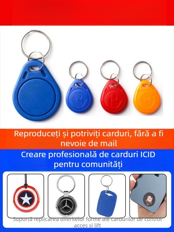 Cardă IC de acces pentru uși și lift, model ICID, card electronic pentru ușă cu breloc din epoxy; aplicație: uși și lifturi; material: altul