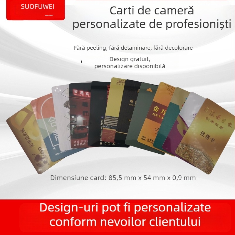 Cardă de acces pentru ușa hotelului cu cip T5577 — card IC cu contact, stocare 1024, cicluri de scriere >100000, interval de temperatură -20°C până la 85°C