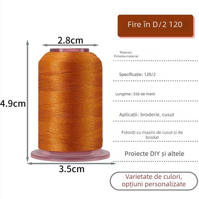 Fir de broderie, polyester 120D, 550 yd lungime, set 60 bucăți, brand Cloth three