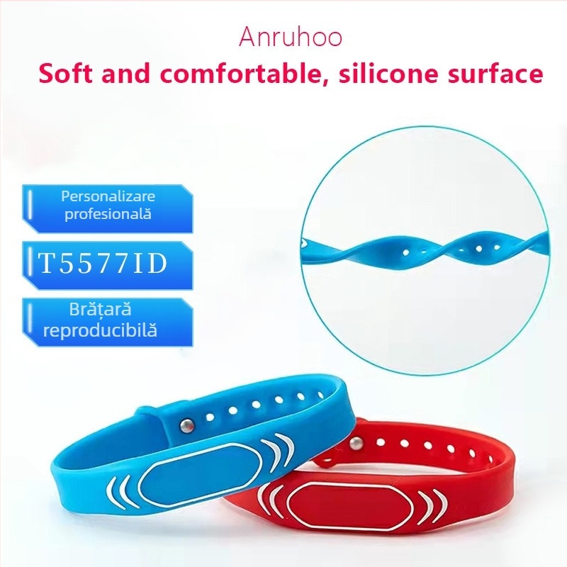 Bratara inteligentă T5577 - Card NFC/RFID reprogramabil pentru saună, baie și înot; fără contact IC, 0–45°C, 100000 cicluri de ștergere, compatibil cu T5577/5200