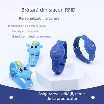 Brățară de acces NFC cu imprimare logo, cip Read-Write, 1024B stocare, HF RFID, carcasă din silicon, card pasiv