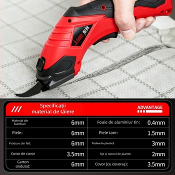 Foarfă electrică pentru tăierea țesăturilor – croitor portabil, fără fir, Juwei, baterie litiu reîncărcabilă, 4.2V, 110–220V