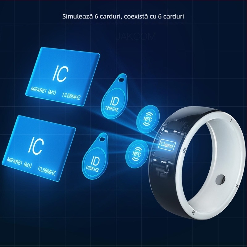 Jakcom R5 inel inteligent pentru controlul accesului, cu 6 carduri (2 IC, 2 ID, 2 NFC) și memorie 100