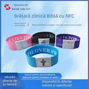 Brățară elastică RFID cu NFC – distanța de detecție 1–5 cm, cip citire/scriere, memorie 1024, HF pasiv