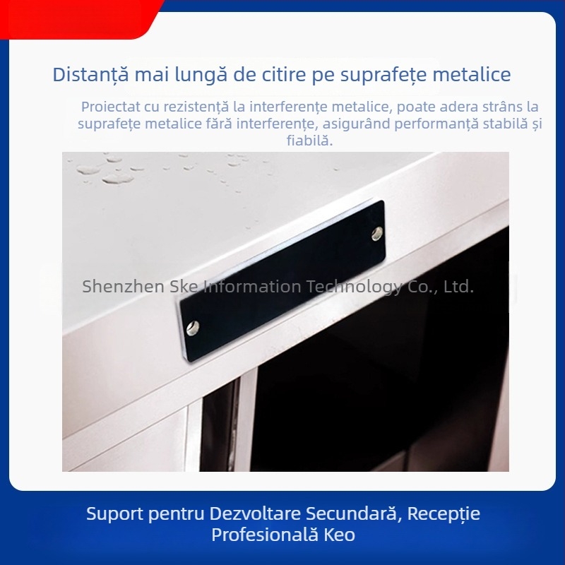 Etichetă RFID UHF anti-metal pentru gestionare inteligentă a echipamentelor de raft, rază de citire 5 m, cipuri: NXP U9/U8, Impinj R6P, M4QT, M4E