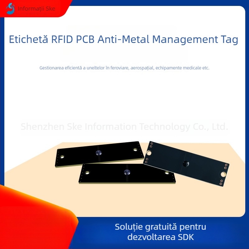 Etichetă RFID UHF anti-metal pentru gestionare inteligentă a echipamentelor de raft, rază de citire 5 m, cipuri: NXP U9/U8, Impinj R6P, M4QT, M4E