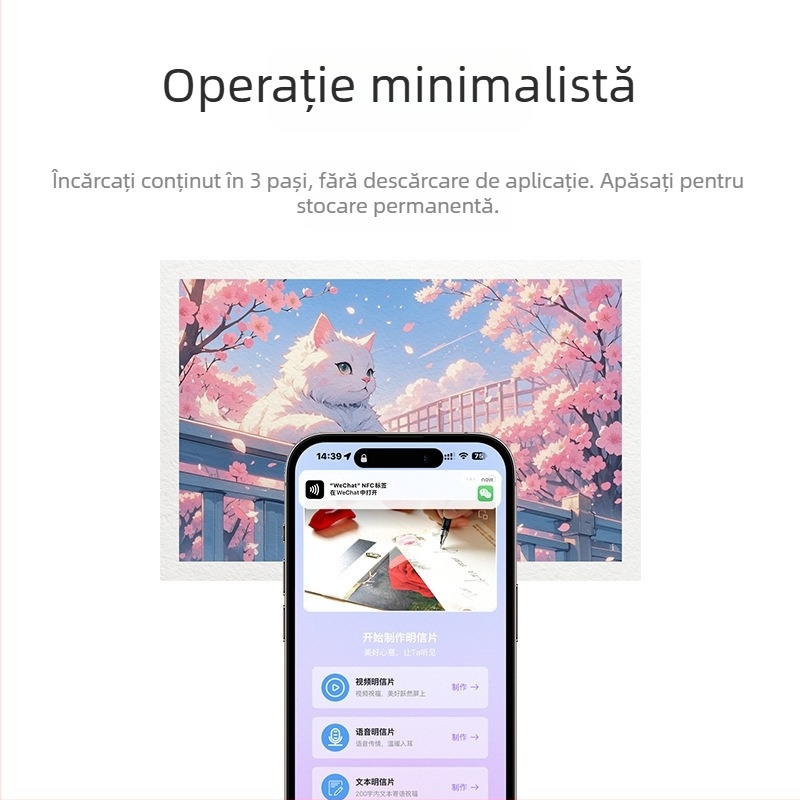 Postcard NFC – personalizabil pentru absolvire, invitații de nuntă și felicitări; sticlă temperată; brand Heekgoo