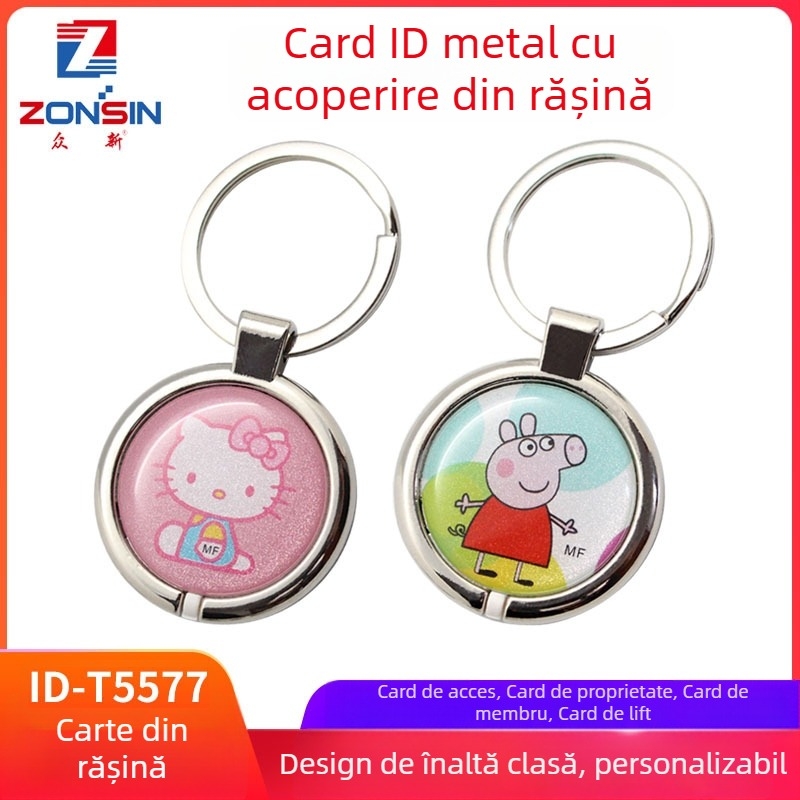 Carcasă metalică pentru card ID cu margine pentru acces/ lift/ cărți de proprietate – ID-T5577, 125KHz, timp citire 0.1s, oțel inoxidabil + PVC, brand Zonsin