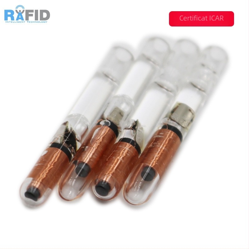 Etichetă implant RFID din tub de sticlă pentru animale de companie - Card inteligent fără contact, 512 memorie, 100k cicluri scriere/ștergere, -25 la 85°C, Sterilizare EO