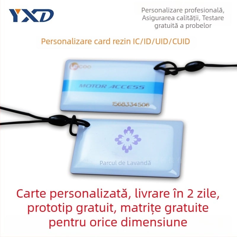 Card de acces epoxidic pentru controlul accesului – card IC fără atingere, destinat accesului în proprietăți, campus, lift și hotel/apartament (100000 cicluri de scriere/ștergere)