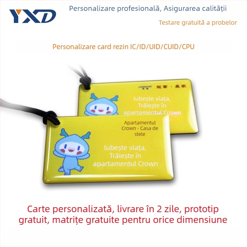 Card de acces epoxidic pentru controlul accesului – card IC fără atingere, destinat accesului în proprietăți, campus, lift și hotel/apartament (100000 cicluri de scriere/ștergere)