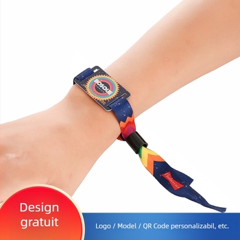 Brățară RFID de unică folosință pentru evenimente, cu etichetă țesută, cip HF Read/Write, memorie de 1024 octeți, model F08