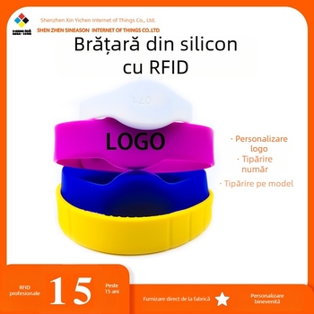 Brățară de silicon RFID cu HF NFC pentru controlul accesului, waterproof și potrivită pentru comunități și baze de înot; material: silicon; tehnologie: HF NFC; aplicație: controlul accesului; temperatura de operare: -40°C până la +85°C