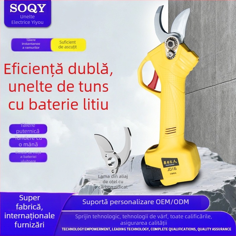 Foarfecă electrică de tuns, reîncărcabilă și puternică pentru grădină și pomi fructiferi, cu baterie litiu
