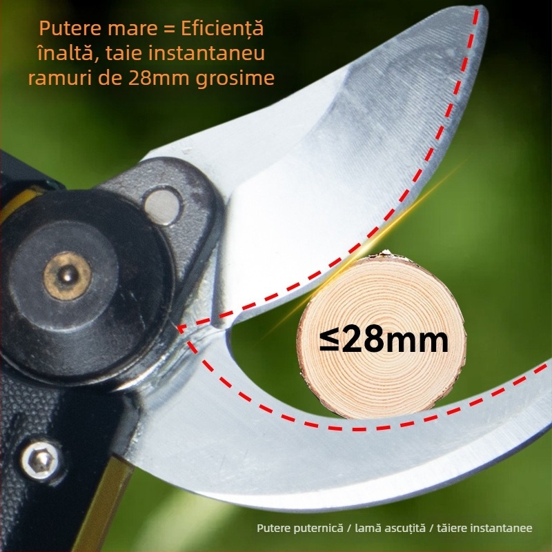Foarfecă electrică de tuns, reîncărcabilă și puternică pentru grădină și pomi fructiferi, cu baterie litiu