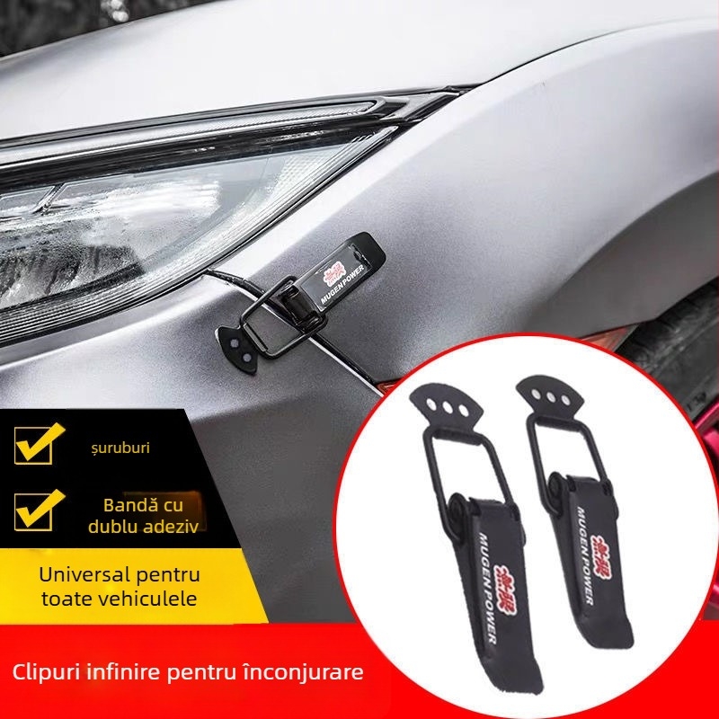 Set cârlige pentru prinderea barei de protecție a mașinii - compatibil universal, încuietoare pentru bara față, cârlig pentru portbagaj