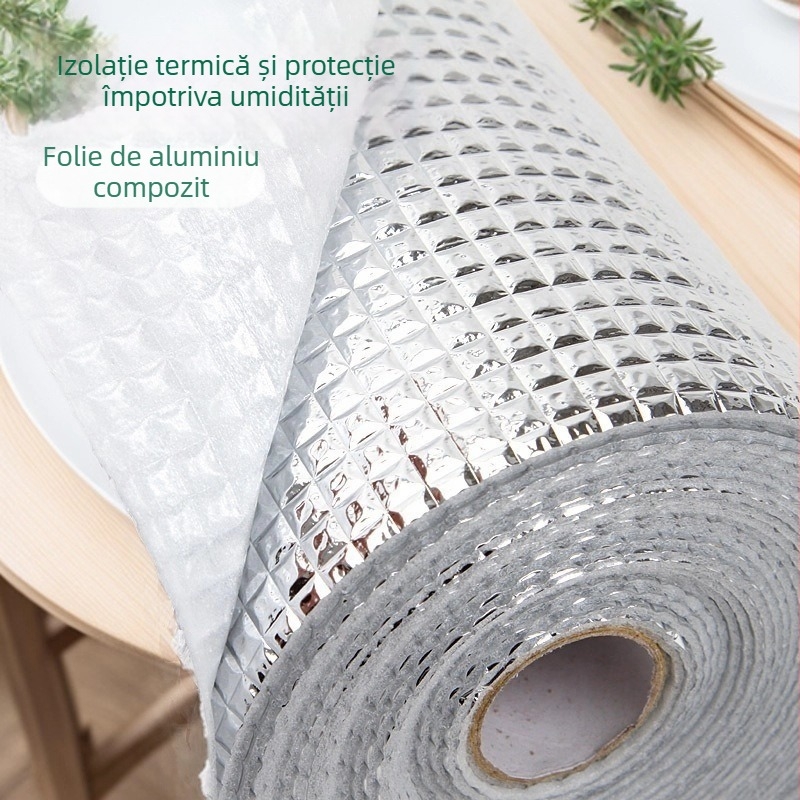 Interior pentru sertare și dulapuri, din PE, fără adeziv, rezistent la ulei și umezeală, cu strat de folie de aluminiu; PE 98%, PVC 2%