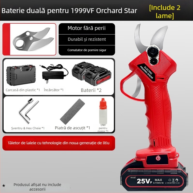 Foarfece de tăiat cu baterie litiu reîncărcabilă, 21V, gamă 16,8–21V, pentru ramuri