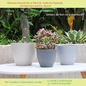 Ghiveci de plante din PP plastic, imitatie de marmură, pentru utilizare pe birou sau pe podea; turnare prin injecție, durabil